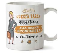 Mugffins economista. Tazze Originali di caffè e Colazione da Regalare Lavoratori e Professionisti - Questa Tazza appartiene alla miglior Economista dell'universo - Ceramica 350 ml