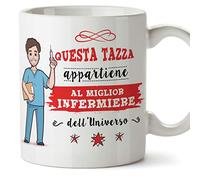 Mugffins Infermiere Tazze Originali di caffè e Colazione da Regalare Lavoratori e Professionisti - Questa Tazza appartiene al Meglio Infermiere dell'universo - Ceramica 350 ml
