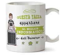 Mugffins informatico Tazze Originali di caffè e Colazione da Regalare Lavoratori e Professionisti - Questa Tazza appartiene al Meglio informatico dell'universo - Ceramica 350 ml
