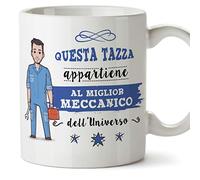 Mugffins Meccanico Tazze Originali di caffè e Colazione da Regalare Lavoratori e Professionisti - Questa Tazza appartiene al Meglio Meccanico dell'universo - Ceramica 350 ml