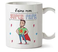 Mugffins Papa Tasse/Mug - J'aime Mon Super Papa - Tasse Originale/Idee Fête des Pères/Cadeau Anniversaire/Future Papa. Céramique 350 ML