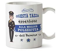 Mugffins poliziotta Tazze Originali di caffè e Colazione da Regalare Lavoratori e Professionisti - Questa Tazza appartiene alla miglior poliziotta dell'universo - Ceramica 350 ml