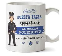 Mugffins Poliziotto Tazze Originali di caffè e Colazione da Regalare Lavoratori e Professionisti - Questa Tazza appartiene al Meglio Poliziotto dell'universo - Ceramica 350 ml