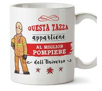 Mugffins Pompiere Tazze Originali di caffè e Colazione da Regalare Lavoratori e Professionisti - Questa Tazza appartiene al Meglio Pompiere dell'universo - Ceramica 350 ml