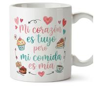 Mugffins regalo romantico tazza con frase Mi corazón es tuyo pero mi comida es mía in Spagnolo | anniversario matrimonio, san valentino,marito e moglie | enamorados v2