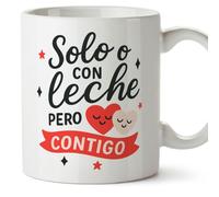 Mugffins regalo romantico tazza con frase Solo o con leche pero contigo in Spagnolo | anniversario matrimonio, san valentino,marito e moglie | pareja-2 v1