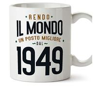 Mugffins Tazza 1949 Compleanno - In italiano - Rendo il Mondo un Posto Migliore - 350 ml - Regalo Originale e Divertente