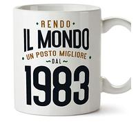 Mugffins Tazza 1983 Compleanno - In italiano - Rendo il Mondo un Posto Migliore - 350 ml - Regalo Originale e Divertente