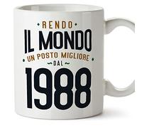 Mugffins Tazza 1988 Compleanno - In italiano - Rendo il Mondo un Posto Migliore - 350 ml - Regalo Originale e Divertente