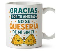 Mugffins Tazza amicizia divertente | Gracias por tu amistad no sé quesería de mí sin ti in Spagnolo | Idea regalo originale amica, colazione, caffè, microonde, 330 Ml 11 oz | BFF v2