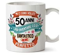 MUGFFINS Tazza Compleanno 50 Anni - Idee Regali Originali et Divertenti per Uomo e Donna - per lui/per lei. Ceramica 350 mL