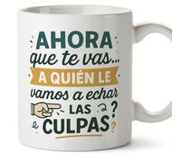 Mugffins tazza con frase Ahora que te vas… ¿a quién le vamos a echar las culpas? in Spagnolo | idea regalo addio collega divertente lavoro | 330 ml 11 oz | Adiós compa v1