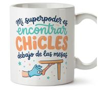 Mugffins tazza con frase Mi superpoder es encontrar chicles debajo de las mesas in Spagnolo per insegnante divertente | regalo scuola | ceramica 330 Ml/11 oz | Profesorado v3
