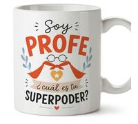 Mugffins tazza con frase Soy profe ¿cuál es tu superpoder? in Spagnolo per insegnante divertente | regalo scuola | ceramica 330 Ml/11 oz | Enseñanza v1