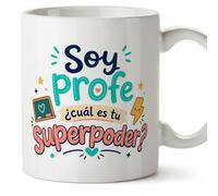 Mugffins tazza con frase Soy profe ¿cuál es tu superpoder? in Spagnolo per insegnante divertente | regalo scuola | ceramica 330 Ml/11 oz | Infantil v6