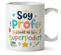 Mugffins tazza con frase Soy profe ¿cuál es tu superpoder? in Spagnolo per insegnante divertente | regalo scuola | ceramica 330 Ml/11 oz | Infantil v8