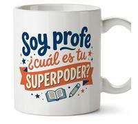 Mugffins tazza con frase Soy profe ¿cuál es tu superpoder? in Spagnolo per insegnante divertente | regalo scuola | ceramica 330 Ml/11 oz | Profesorado v3