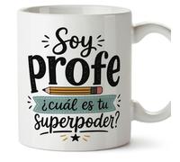 Mugffins tazza con frase Soy profe ¿cuál es tu superpoder? in Spagnolo per insegnante divertente | regalo scuola | ceramica 330 Ml/11 oz | Enseñanza v2