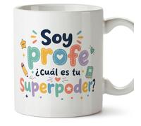 Mugffins tazza con frase Soy profe ¿cuál es tu superpoder? in Spagnolo per insegnante divertente | regalo scuola | ceramica 330 Ml/11 oz | Infantil v2