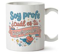 Mugffins tazza con frase Soy profe ¿cuál es tu superpoder? in Spagnolo per insegnante divertente | regalo scuola | ceramica 330 Ml/11 oz | Profesorado v1
