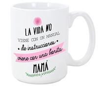 MUGFFINS Tazza da regalo per mamme - La vita non viene fornita con un manuale di istruzioni (lingua italiana non garantita), con una bella mamma - 350 ml - Tazza con frasi regalo per la mamma