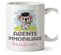 Mugffins Tazza in ceramica per AGENTE IMMOBILIARE donna 11 oz / 350 ml - In italiano - Koalificato/Koalificata - Idea regalo per compleanno, anniversario, natale, laurea