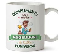 Mugffins Tazza in ceramica per ASSESSORE uomo 11 oz / 350 ml - In italiano - Miglior Universo Trofeo - Idea regalo per compleanno, anniversario, natale, laurea