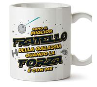 Mugffins Tazza in ceramica per FRATELLO 11 oz / 350 ml - In italiano - Miglior Della Galassia Quando Forza È con Me - Idea regalo per compleanno, anniversario, natale