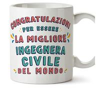 Mugffins Tazza in ceramica per INGEGNERA CIVILE donna 11 oz / 350 ml - In italiano - Congratulazioni per essere il miglior - Idea regalo per compleanno, anniversario, natale, laurea
