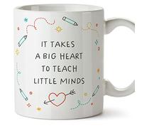 Mugffins Tazza in ceramica per INSEGNANTE - 11 oz / 350 ml - In inglese - Big heart little minds - Idea regalo per compleanno, anniversario, natale, laurea