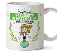 Mugffins Tazza in ceramica per INSEGNANTE DI MATEMATICA donna 11 oz / 350 ml - In italiano - Migliore del Mondo - Idea regalo per compleanno, anniversario, natale, laurea