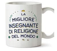 Mugffins Tazza in ceramica per INSEGNANTE DI RELIGIONE donna 11 oz / 350 ml - In italiano - Miglior del Mondo - Idea regalo per compleanno, anniversario, natale, laurea