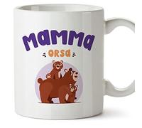 Mugffins Tazza in ceramica per MAMMA/MADRE 11 oz / 350 ml - In italiano - Mamma orsa - Idea regalo per Festa della MAMMA compleanno, anniversario, natale