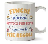 Mugffins Tazza in ceramica per MAMMA/MADRE 11 oz / 350 ml - In italiano - Mio tetto mie regole - Idea regalo per compleanno, anniversario, natale