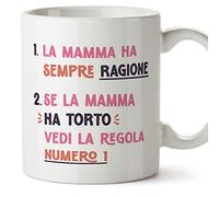 Mugffins Tazza in ceramica per MAMMA/MADRE 11 oz / 350 ml - In italiano - Regole della mamma - Idea regalo per Festa della MAMMA compleanno, anniversario, natale