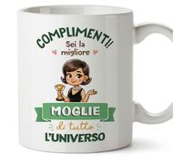 Mugffins Tazza in ceramica per MOGLIE 11 oz / 350 ml - In italiano - Miglior Universo Trofeo - Idea regalo per compleanno, anniversario, natale