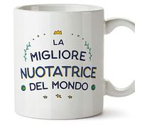 Mugffins Tazza in ceramica per NUOTATRICE donna 11 oz / 350 ml - In italiano - Miglior del Mondo - Idea regalo per compleanno, anniversario, natale, laurea