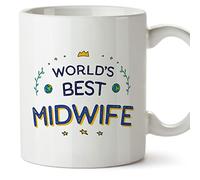 Mugffins Tazza in ceramica per OSTETRICA - 11 oz / 350 ml - In inglese - World's Best - Idea regalo per compleanno, anniversario, natale, laurea