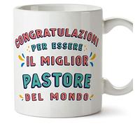 Mugffins Tazza in ceramica per PASTORE uomo 11 oz / 350 ml - In italiano - Congratulazioni per essere il miglior - Idea regalo per compleanno, anniversario, natale, laurea