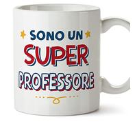 Mugffins Tazza in ceramica per PROFESSORE uomo 11 oz / 350 ml - In italiano - Sono Super - Idea regalo per compleanno, anniversario, natale, laurea