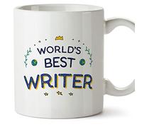 Mugffins Tazza in ceramica per SCRITTRICE - 11 oz / 350 ml - In inglese - World's Best - Idea regalo per compleanno, anniversario, natale, laurea