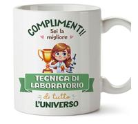 Mugffins Tazza in ceramica per TECNICA DI LABORATORIO donna 11 oz / 350 ml - In italiano - Miglior Universo Trofeo - Idea regalo per compleanno, anniversario, natale, laurea