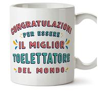 Mugffins Tazza in ceramica per TOELETTATORE uomo 11 oz / 350 ml - In italiano - Congratulazioni per essere il miglior - Idea regalo per compleanno, anniversario, natale, laurea
