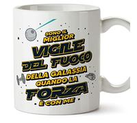 Mugffins Tazza in ceramica per VIGILE DEL FUOCO uomo 11 oz / 350 ml - In italiano - Miglior Della Galassia Quando Forza - Idea regalo per compleanno, anniversario, natale, laurea