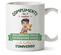 Mugffins Tazza in ceramica per VOLONTARIO DELLA PROTEZIONE CIVILE uomo 11 oz / 350 ml - In italiano - Miglior Universo Trofeo - Idea regalo per compleanno, anniversario, natale, laurea