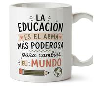 Mugffins tazza insegnante con frase La educación es el arma más poderosa para cambiar el mundo in Spagnolo | idea regalo maestra maestro | pensiero ringraziamento scuola | Enseñanza v3
