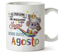 MUGFFINS Tazza Koala Compleanno agosto - Idee Regali Originali et Divertenti per Uomo e Donna - per lui/per lei - per i bambini. Ceramica 350 mL