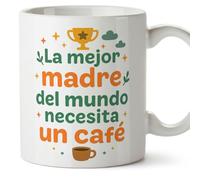 Mugffins tazza mamma con frase La mejor madre del mundo necesita un café in Spagnolo | 330 ml 11 oz | Idea regalo originale | pa y ma v2