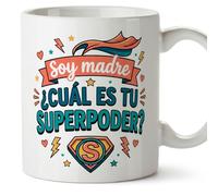 Mugffins tazza mamma con frase Soy madre ¿cuál es tu superpoder? in Spagnolo | 330 ml 11 oz | Idea regalo originale | progenitores v5