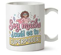 Mugffins tazza mamma con frase Soy madre ¿cuál es tu superpoder? in Spagnolo | 330 ml 11 oz | Idea regalo originale | papi mami v4